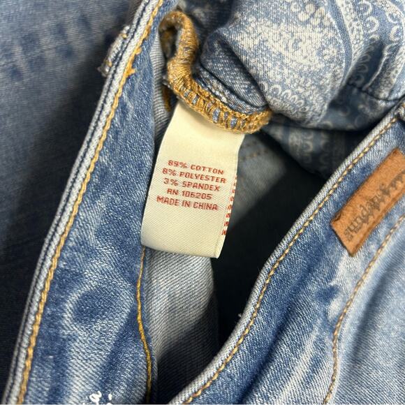 Sundance Denim Blue Jeans Distressed Knee White Embroidered Magnolia Womens - Picture 7 of 9